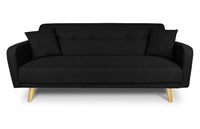 Divano letto clic clac in tessuto vellutato nero, divano 3 posti mod. Henry