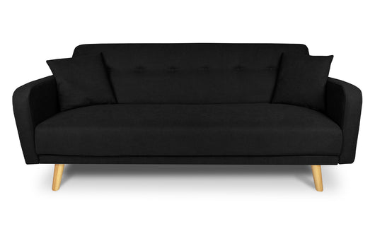 Divano letto clic clac in tessuto vellutato nero, divano 3 posti mod. Henry