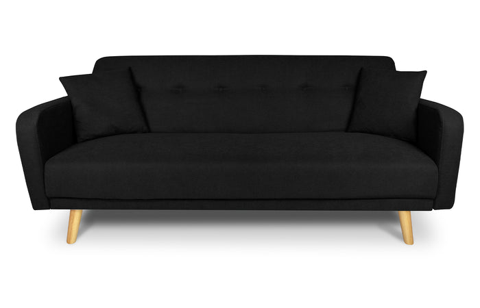 Divano letto clic clac in tessuto vellutato nero, divano 3 posti mod. Henry