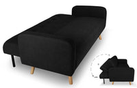 Divano letto clic clac in tessuto vellutato nero, divano 3 posti mod. Henry