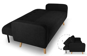 Divano letto clic clac in tessuto vellutato nero, divano 3 posti mod. Henry