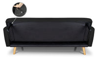 Divano letto clic clac in tessuto vellutato nero, divano 3 posti mod. Henry