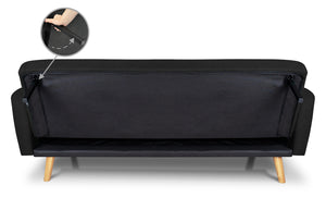 Divano letto clic clac in tessuto vellutato nero, divano 3 posti mod. Henry