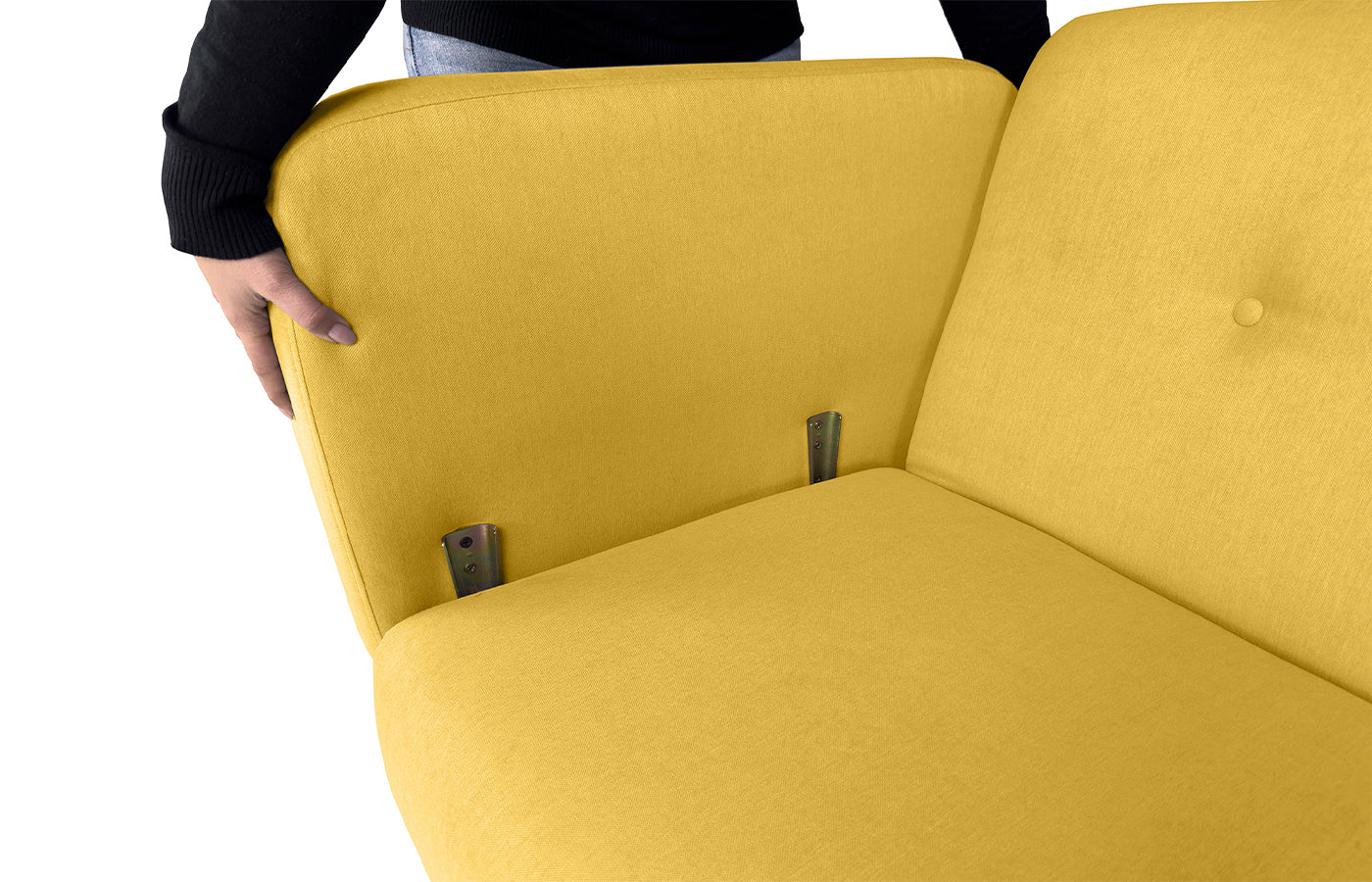 Divano letto clic clac in tessuto vellutato giallo, divano 3 posti mod. Henry - DL-HE16FBC