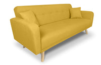 Divano letto clic clac in tessuto vellutato giallo, divano 3 posti mod. Henry - DL-HE16FBC