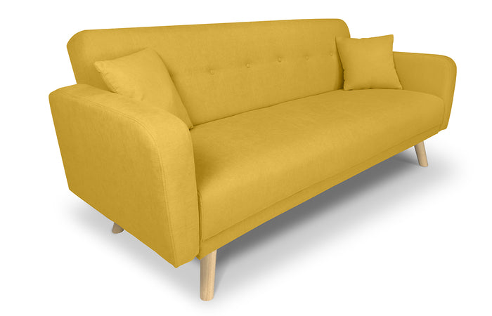 Divano letto clic clac in tessuto vellutato giallo, divano 3 posti mod. Henry - DL-HE16FBC