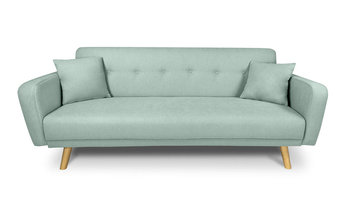 Divano letto clic clac in tessuto vellutato verde tiffany, divano 3 posti mod. Henry - DL-HE20FBC