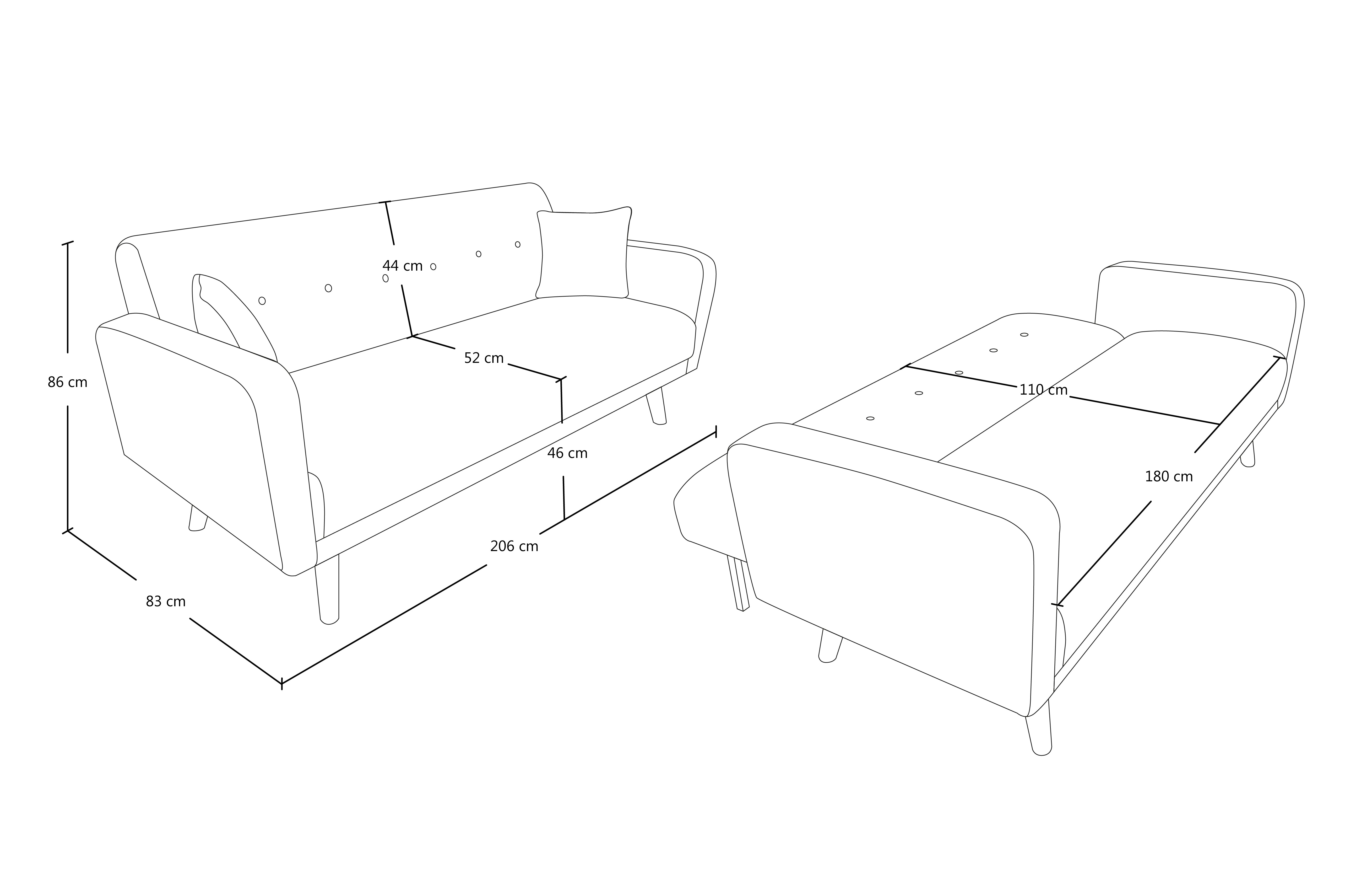 Divano letto clic clac in tessuto vellutato verde tiffany, divano 3 posti mod. Henry - DL-HE20FBC
