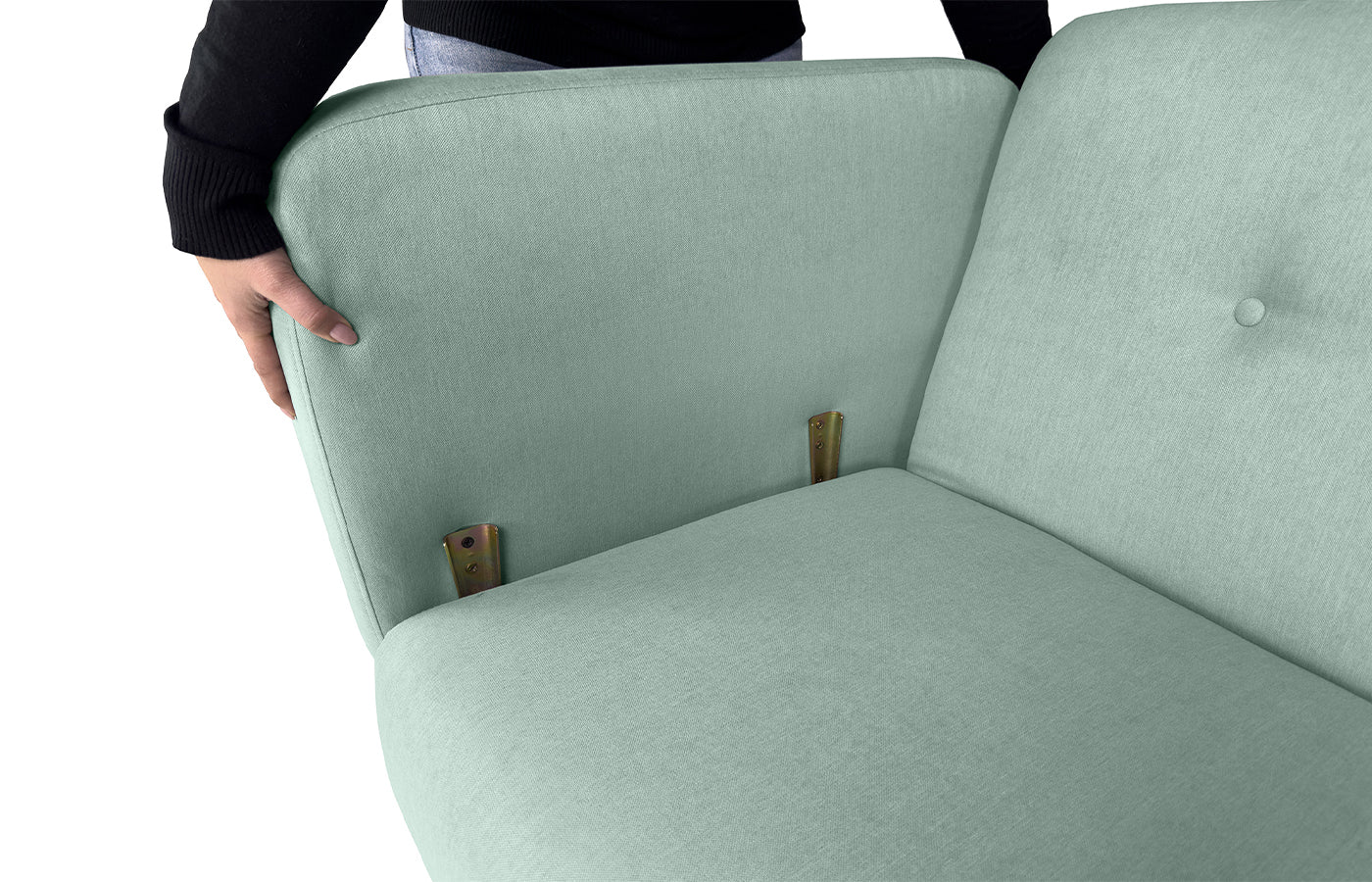 Divano letto clic clac in tessuto vellutato verde tiffany, divano 3 posti mod. Henry - DL-HE20FBC