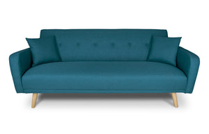 Divano letto clic clac in tessuto vellutato blu petrolio, divano 3 posti mod. Henry - DL-HE27FBC