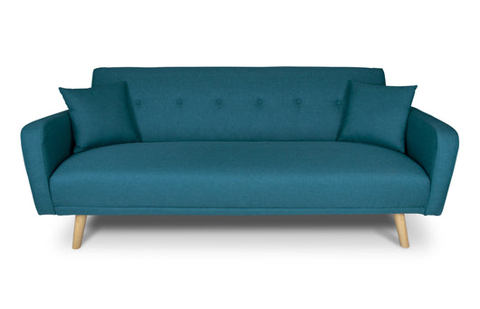 Divano letto clic clac in tessuto vellutato blu petrolio, divano 3 posti mod. Henry - DL-HE27FBC