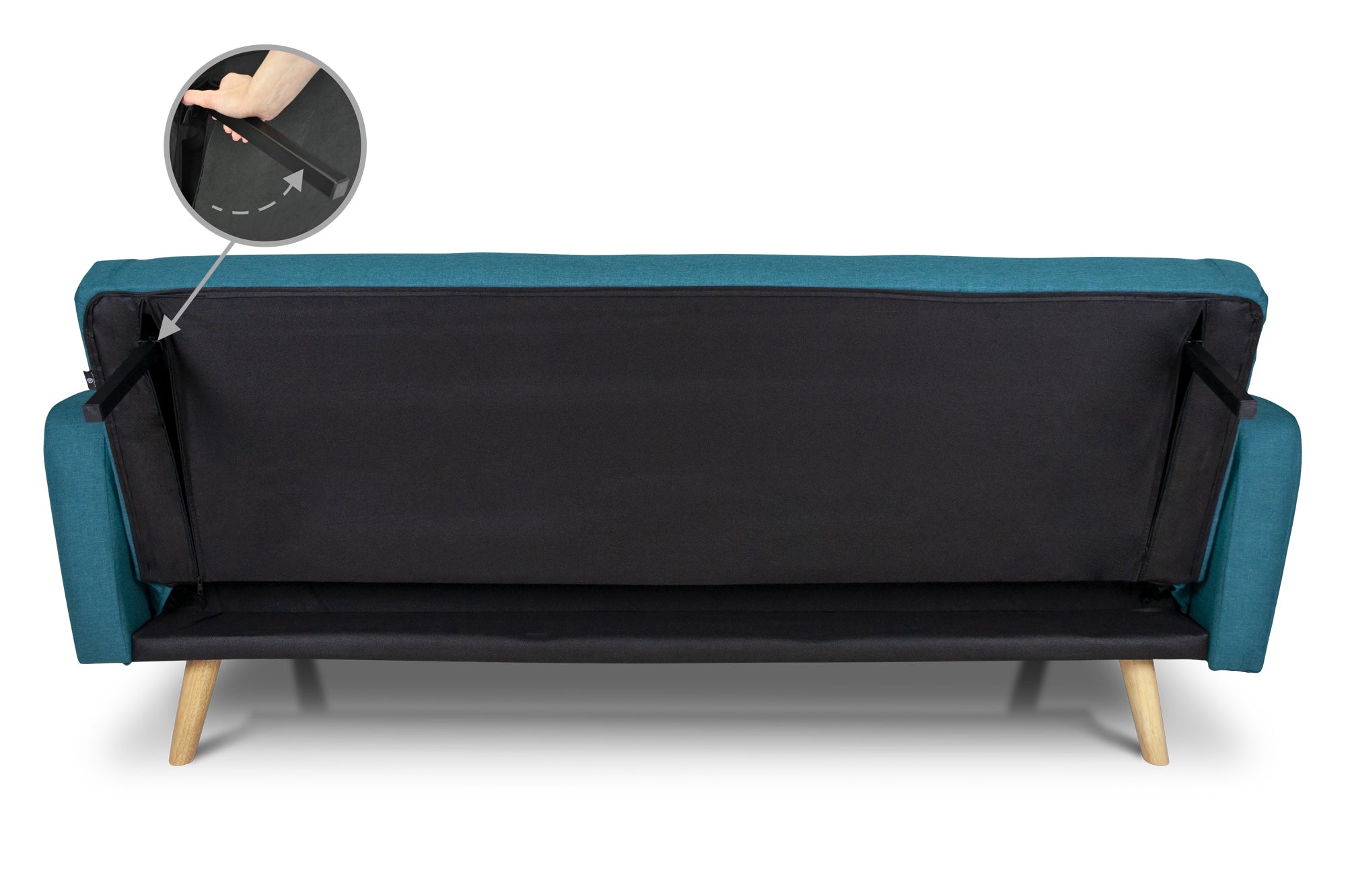 Divano letto clic clac in tessuto vellutato blu petrolio, divano 3 posti mod. Henry - DL-HE27FBC