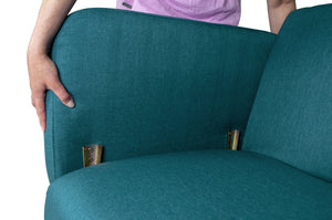 Divano letto clic clac in tessuto vellutato blu petrolio, divano 3 posti mod. Henry - DL-HE27FBC