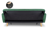 Divano letto clic clac in tessuto vellutato, divano 3 posti mod. Henry - Colore: Verde abete - DL-HE38FBC