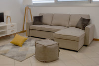 Divano letto angolare con contenitore, divano con chaise longue tortora mod. Kennedy DL-KE03CL