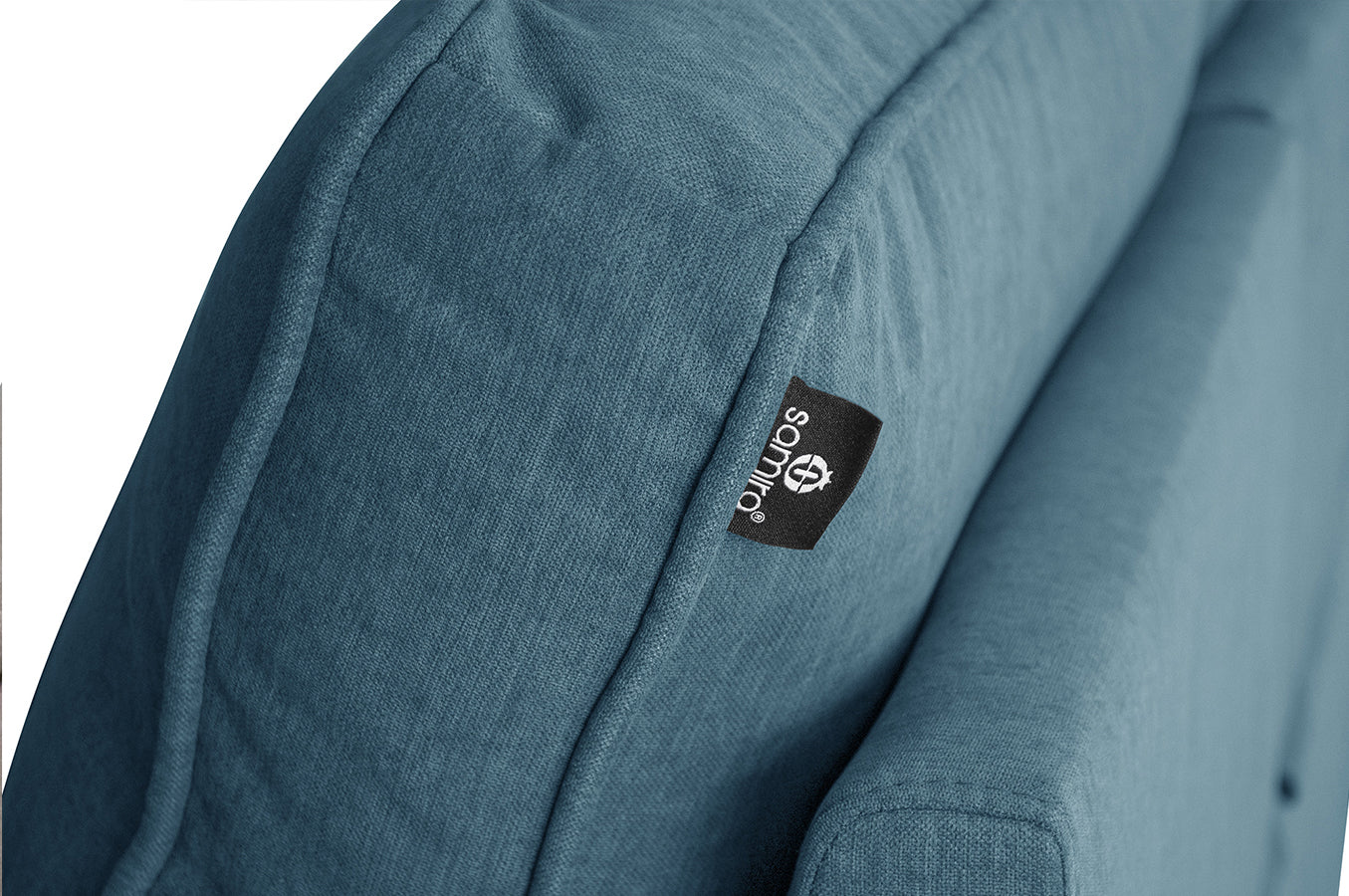 Divano letto angolare con contenitore, divano con chaise longue blu denim mod. Kennedy DL-KE07CL