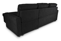 Divano letto angolare con contenitore, divano con chaise longue nero mod. Kennedy DL-KE10CL