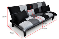 Divano letto clic clac mod. Russell in tessuto grigio scuro-chiaro-nero DL-RU1001FB