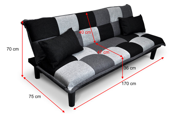 Divano letto clic clac mod. Russell in tessuto grigio scuro-chiaro-nero DL-RU1001FB