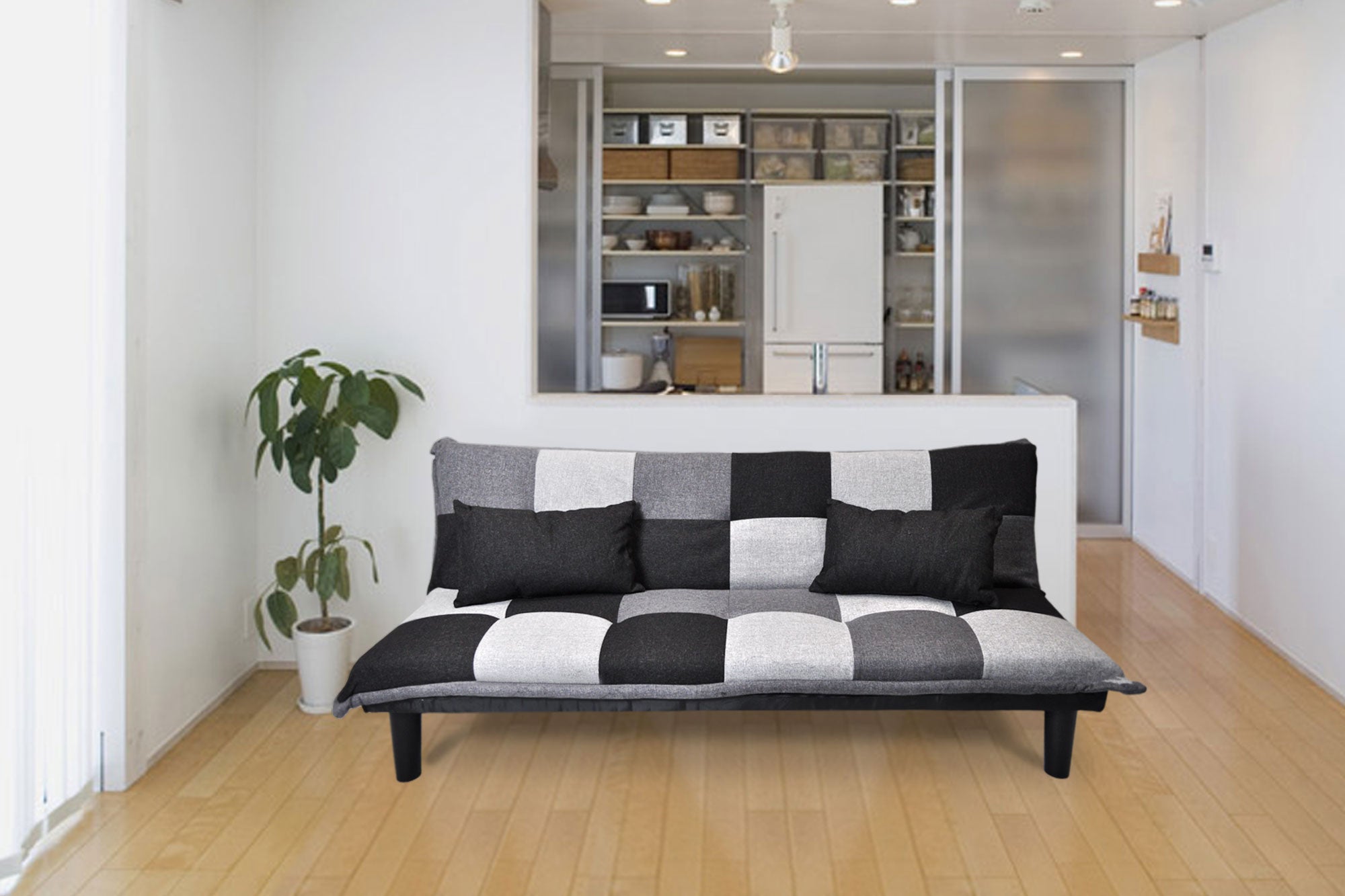 Divano letto clic clac mod. Russell in tessuto grigio scuro-chiaro-nero DL-RU1001FB