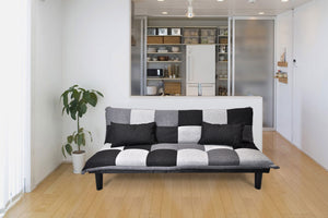 Divano letto clic clac mod. Russell in tessuto grigio scuro-chiaro-nero DL-RU1001FB