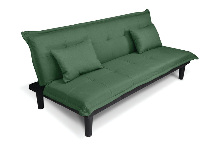 Divano letto clic clac, divanetto Russell in tessuto vellutato verde abete DL-RU38FB