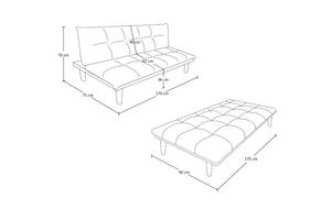 Divano letto clic clac, divanetto Russell in tessuto vellutato nero DL-RU10FB
