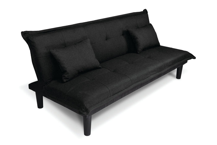 Divano letto clic clac, divanetto Russell in tessuto vellutato nero DL-RU10FB