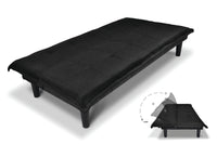 Divano letto clic clac, divanetto Russell in tessuto vellutato nero DL-RU10FB