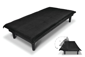 Divano letto clic clac, divanetto Russell in tessuto vellutato nero DL-RU10FB
