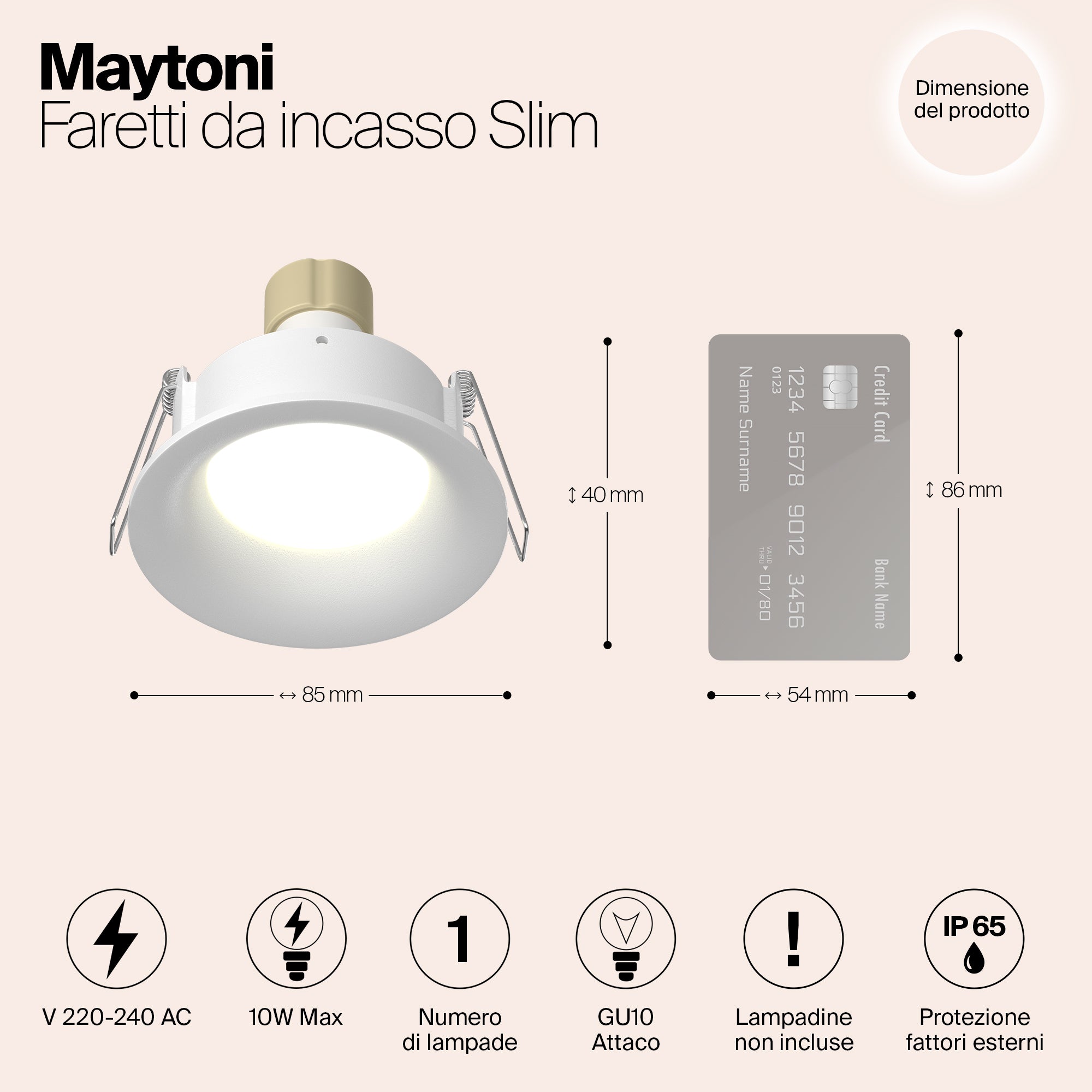 Una Lampada Da Incasso Dl088-Gu10-Rd-W