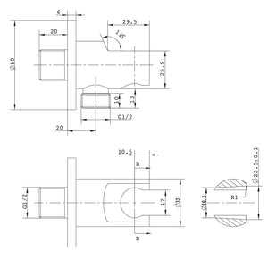 Ogomondo presa acqua tonda in ottone cromato con attacco doccetta *** confezione 1