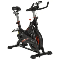Cyclette da Casa per Allenamento in Acciaio Nero, Cyclette Professionale da Seduti Capacità 120 kg con Supporto per Cellulare, Monitor LCD, Manubrio e Resistenza Regolabile, Volano 10kg