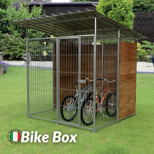 Bike box per biciclette da esterno coperto retro in legno zincatura elettrolitica da 200x200xh180 cm