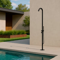 SINED Doccia In Acciaio Inox AISI 316L Satinato Nero Da Esterno Con Miscelatore e Doccetta Ingresso Acqua Calda e Fredda Dal Basso Modello Alghero Nera