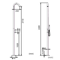 SINED Doccia In Acciaio Inox AISI 316L Satinato Nero Da Esterno Con Miscelatore e Doccetta Ingresso Acqua Calda e Fredda Dal Basso Modello Alghero Nera