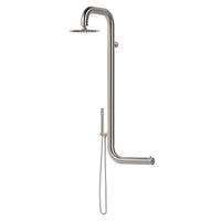 SINED Doccia a Parete In Acciaio Inox 316L Satinato con Miscelatore e Soffione Ampio Per Parete e Esterni Ed Interni Acqua calda e fredda Modello DOCCIA CABRAS INOX