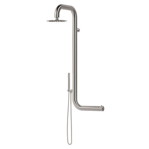 SINED Doccia a Parete In Acciaio Inox 316L Satinato con Miscelatore e Soffione Ampio Per Parete e Esterni Ed Interni Acqua calda e fredda Modello DOCCIA CABRAS INOX