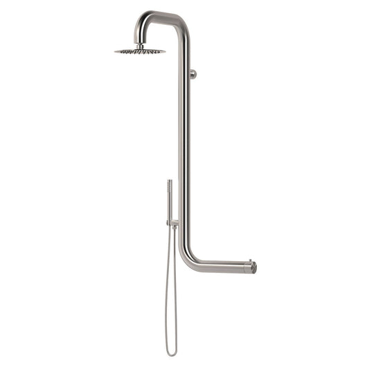 SINED Doccia a Parete In Acciaio Inox 316L Satinato con Miscelatore e Soffione Ampio Per Parete e Esterni Ed Interni Acqua calda e fredda Modello DOCCIA CABRAS INOX