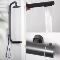 Sined Doccia Nera a Parete in Acciaio Inox AISI 316L Nautico con Miscelatore Soffione Ampio Interni o Esterni Acqua calda e fredda Per Uso Intensivo DOCCIA CABRAS NERA