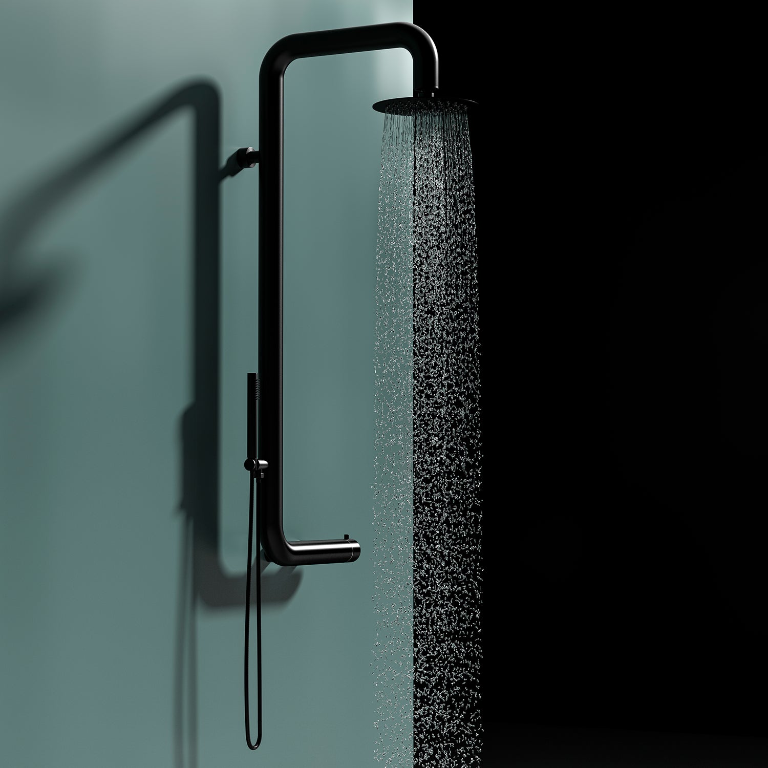 Sined Doccia Nera a Parete in Acciaio Inox AISI 316L Nautico con Miscelatore Soffione Ampio Interni o Esterni Acqua calda e fredda Per Uso Intensivo DOCCIA CABRAS NERA