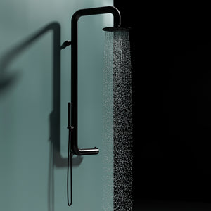 Sined Doccia Nera a Parete in Acciaio Inox AISI 316L Nautico con Miscelatore Soffione Ampio Interni o Esterni Acqua calda e fredda Per Uso Intensivo DOCCIA CABRAS NERA