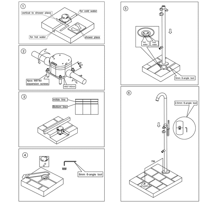 SINED Doccia Bianca In Acciaio Inox 316L Da Esterno con Miscelatore e Doccino Altezza 2300 mm Diametro 6 cm Acqua Caldafredda Attacchi Integrati Anche Per Ambienti Marini DOCCIA CHIA BIANCA