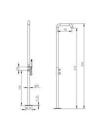 SINED Doccia Esterna in Acciaio Inox 316L Colore Oro Fusto 6 cm Altezza 2300 mm Miscelatore e Doccino Inclusi Modello DOCCIA CHIA ORO