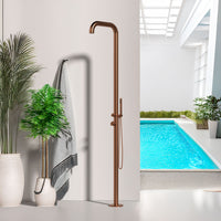 SINED Doccia Esterna Inox Oro Rosa con Miscelatore e Doccino Acciaio Inox AISI 316L Fusto Diametro 6 cm Altezza 2300 mm Attacchi Integrati Modello DOCCIA CHIA ORO ROSA