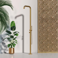 SINED Doccia Esterna in Acciaio Inox 316L Colore Oro Fusto 6 cm Altezza 2300 mm Miscelatore e Doccino Inclusi Modello DOCCIA CHIA ORO