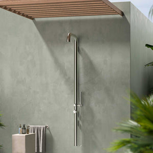 Sined Doccia Giardino a Parete Inox Satinato in Acciaio 316L Nautico Resistente alla Corrosione e allUsura per Esterni - Modello Chia Parete Inox