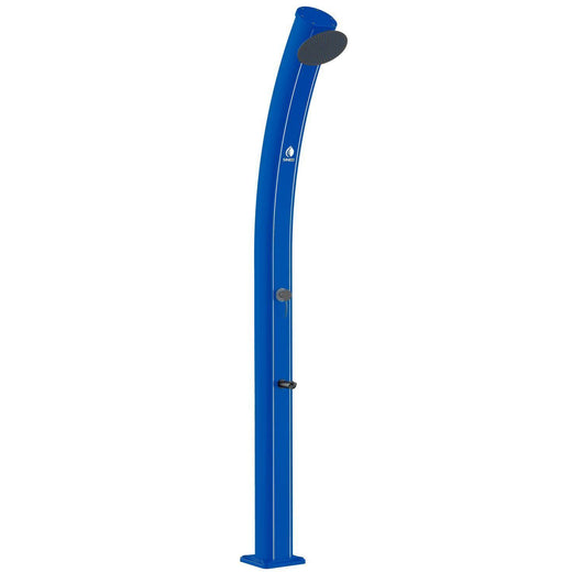 SINED Doccia Blu in Alluminio Ecologica a Energia Solare con Soffione Rotondo 20 cm Miscelatore e Rubinetto Lavapiedi Altezza 226 cm Serbatoio 35 Litri Modello Dafne