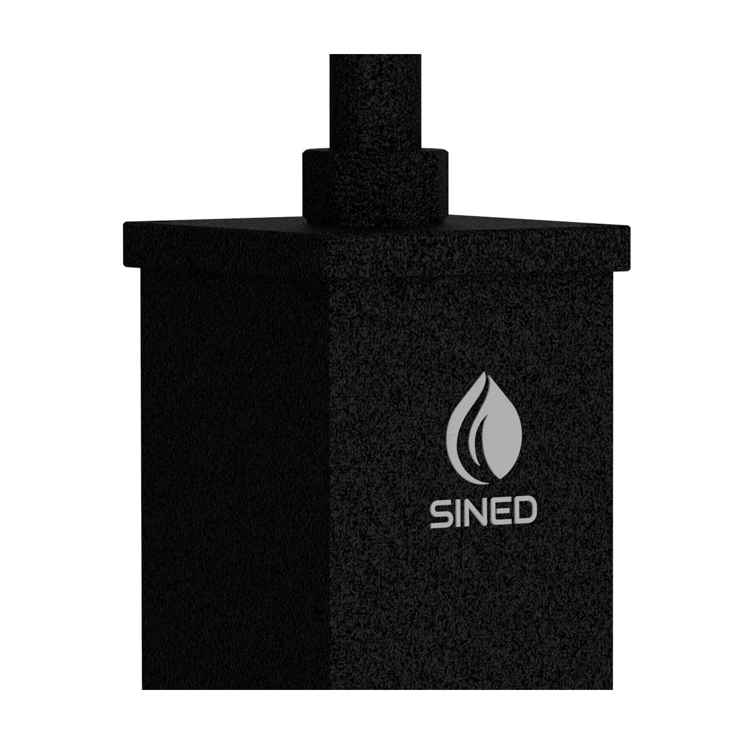 Sined Dino Doccia Solare Calda Da Esterno Con Base In Alluminio e Tubo In Acciaio Nero Serbatoio 26 Litri Soffione Quadrato In Abs Miscelatore Lavapiedi