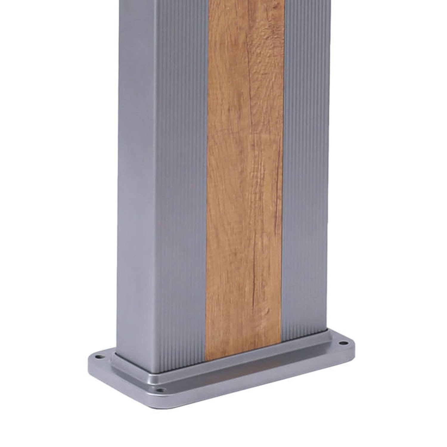 SINED Doccia Solare Grigia in Alluminio con Fascia in Legno Serbatoio da 40 Litri Altezza 224 cm Miscelatore e Rubinetto Lavapiedi Modello Ella